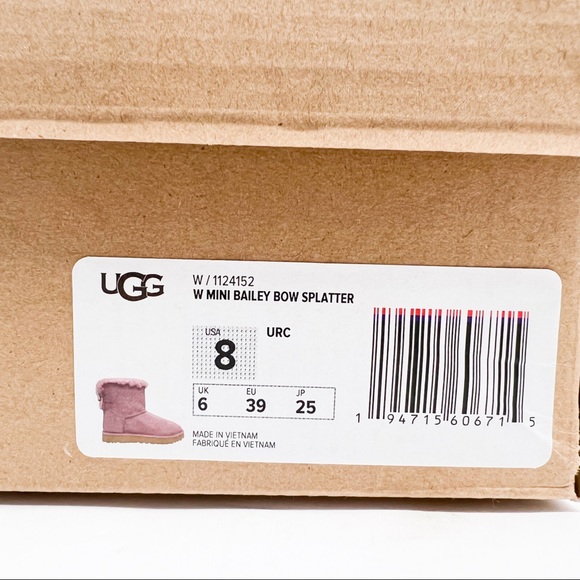 UGG Mini Bailey Bow Splatter Boots Color Urchin - Picture 13 of 15